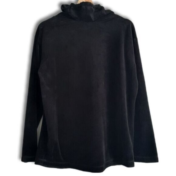 TWO by Vince Camuto Soft Velvet Pullover High Neck Sweatshirt Black Sz S - Picture 7 of 11